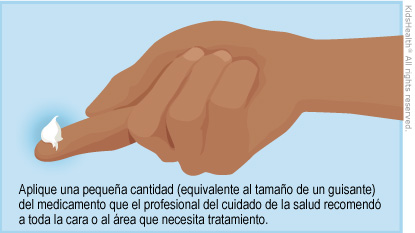 Aplique una pequena cantidad del medicamento.