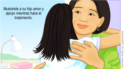 Muéstrele a su hijo amor y apoyo mientras hace el tratamiento.