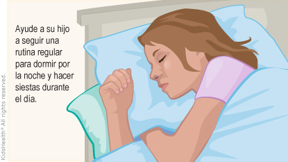 Illustration of child sleeping: Help your child keep a regular sleep and nap routine