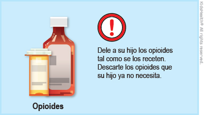 Dele a su hijo los opioides tal como se los receten. Descarte los opioides que su hijo ya no necesita.